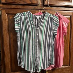Liz Claiborne Green and Red Sleeveless Blouses